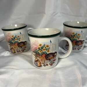 Century Stoneware Cat Mug Set of 3 Vintage 80s 90s Farmhouse Cottagecore